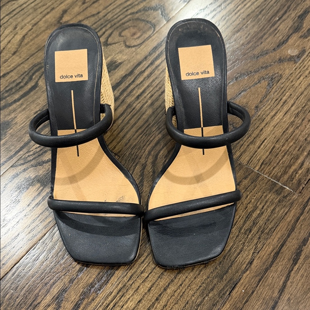 Dolce Vita Black and Tan Heeled Sandals